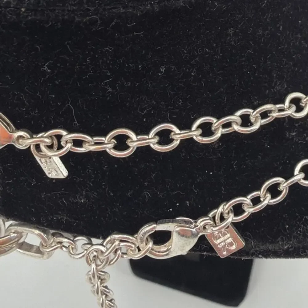 Banana Republic Set 2 Silver Tone Statement Links Chain Necklace Layered